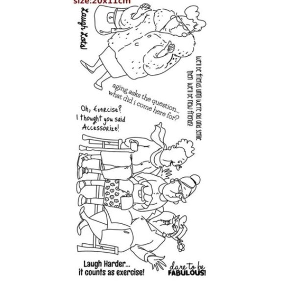 #197 STAMP & DIE SET: FUNNY LADIES, FRIENDSHIP, LAUGHING - Picture 1 of 6